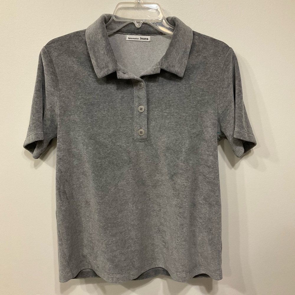 Reformation  Jeans Antiqua Terry Polo In Gray‎ Sz XS